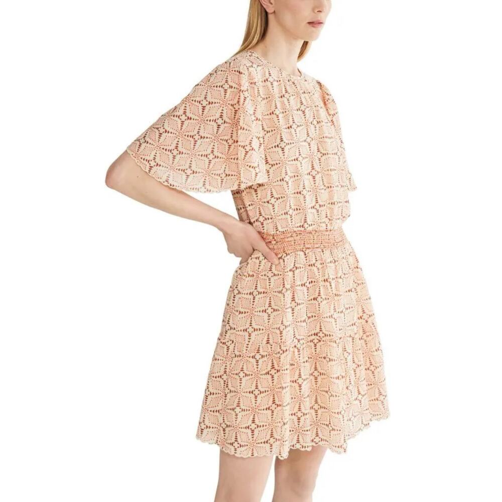 Vanessa Bruno Romea Cream Orange Red Medallion Mini Dress FR 36 US 4 S $425